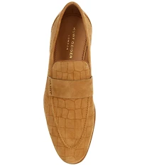 Kurt Geiger London Men's Aldgate Flex Croco Embossed Suede Loafers