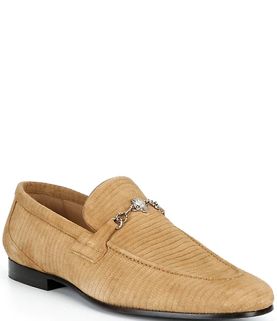 Kurt Geiger London Men's Alton Bit Buckle Lizard Embossed Suede Loafers
