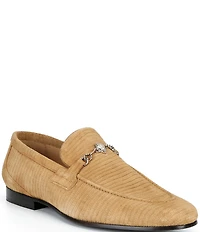 Kurt Geiger London Men's Alton Bit Buckle Lizard Embossed Suede Loafers
