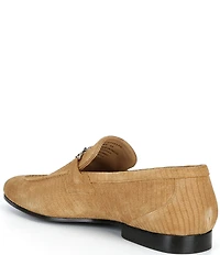 Kurt Geiger London Men's Alton Bit Buckle Lizard Embossed Suede Loafers