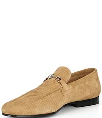 Kurt Geiger London Men's Alton Bit Buckle Lizard Embossed Suede Loafers