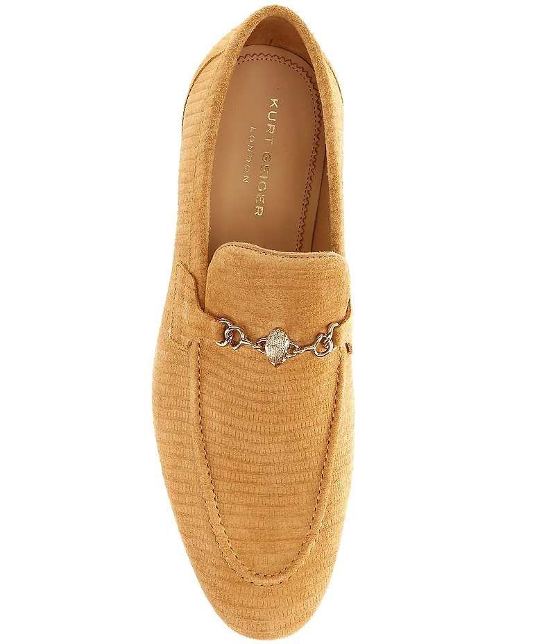 Kurt Geiger London Men's Alton Bit Buckle Lizard Embossed Suede Loafers