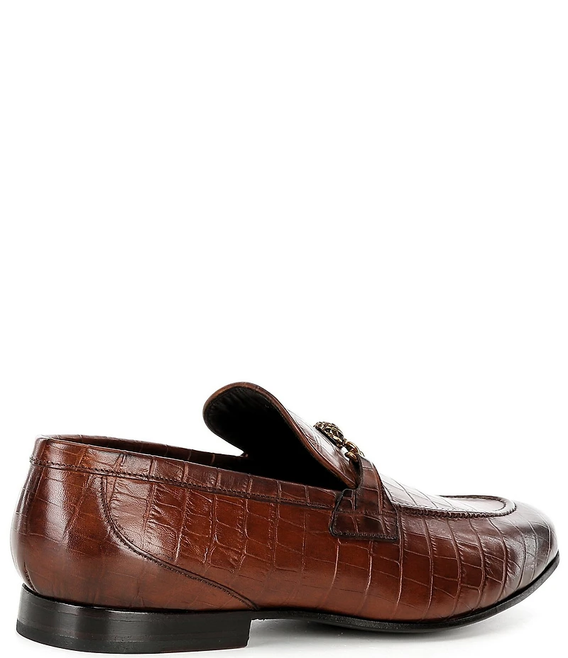 Kurt Geiger London Men's Alton Bit Buckle Croco Embossed Leather Loafers