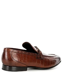 Kurt Geiger London Men's Alton Bit Buckle Croco Embossed Leather Loafers