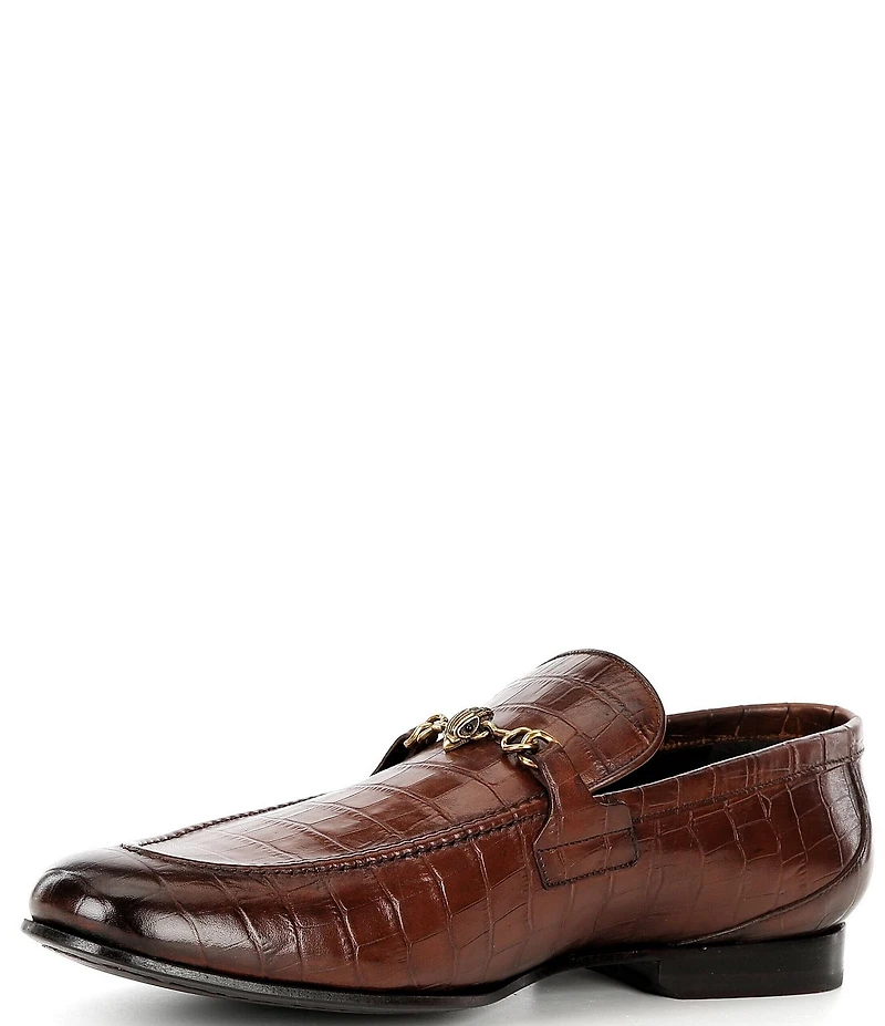 Kurt Geiger London Men's Alton Bit Buckle Croco Embossed Leather Loafers