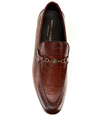 Kurt Geiger London Men's Alton Bit Buckle Croco Embossed Leather Loafers