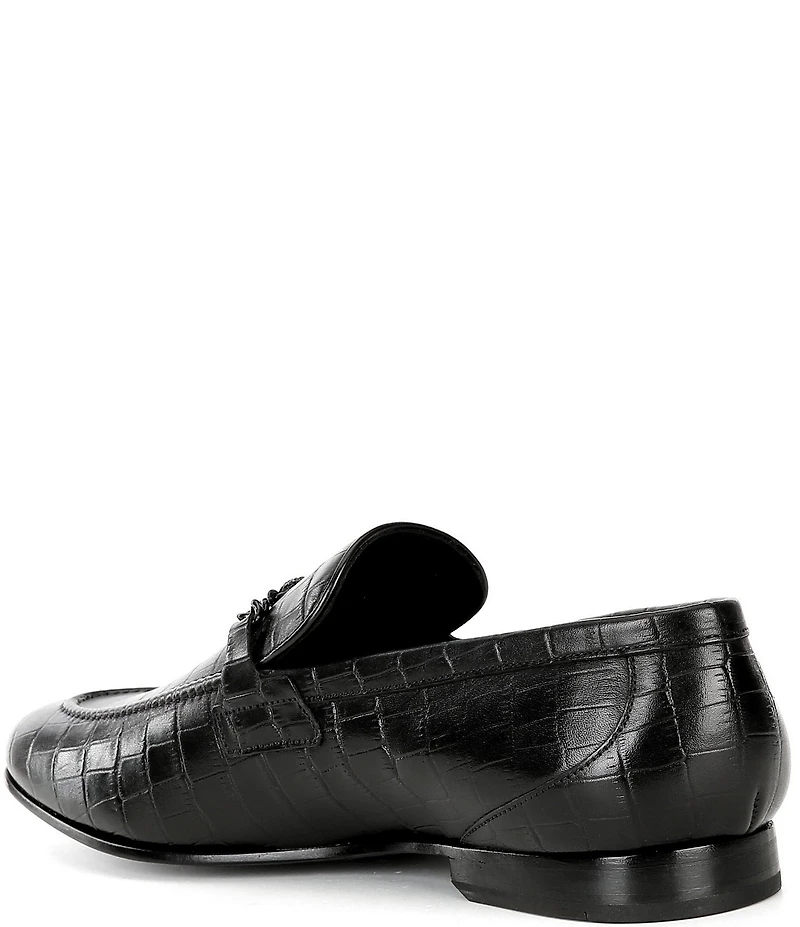 Kurt Geiger London Men's Alton Bit Buckle Croco Embossed Leather Loafers