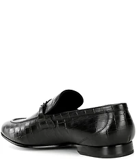 Kurt Geiger London Men's Alton Bit Buckle Croco Embossed Leather Loafers