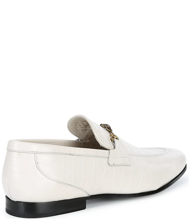 Kurt Geiger London Men's Alton Bit Buckle Croco Embossed Leather Loafers