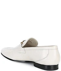 Kurt Geiger London Men's Alton Bit Buckle Croco Embossed Leather Loafers