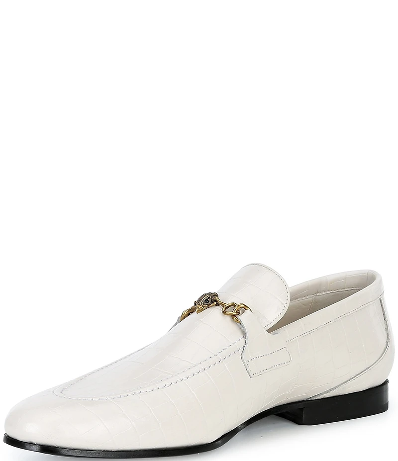 Kurt Geiger London Men's Alton Bit Buckle Croco Embossed Leather Loafers