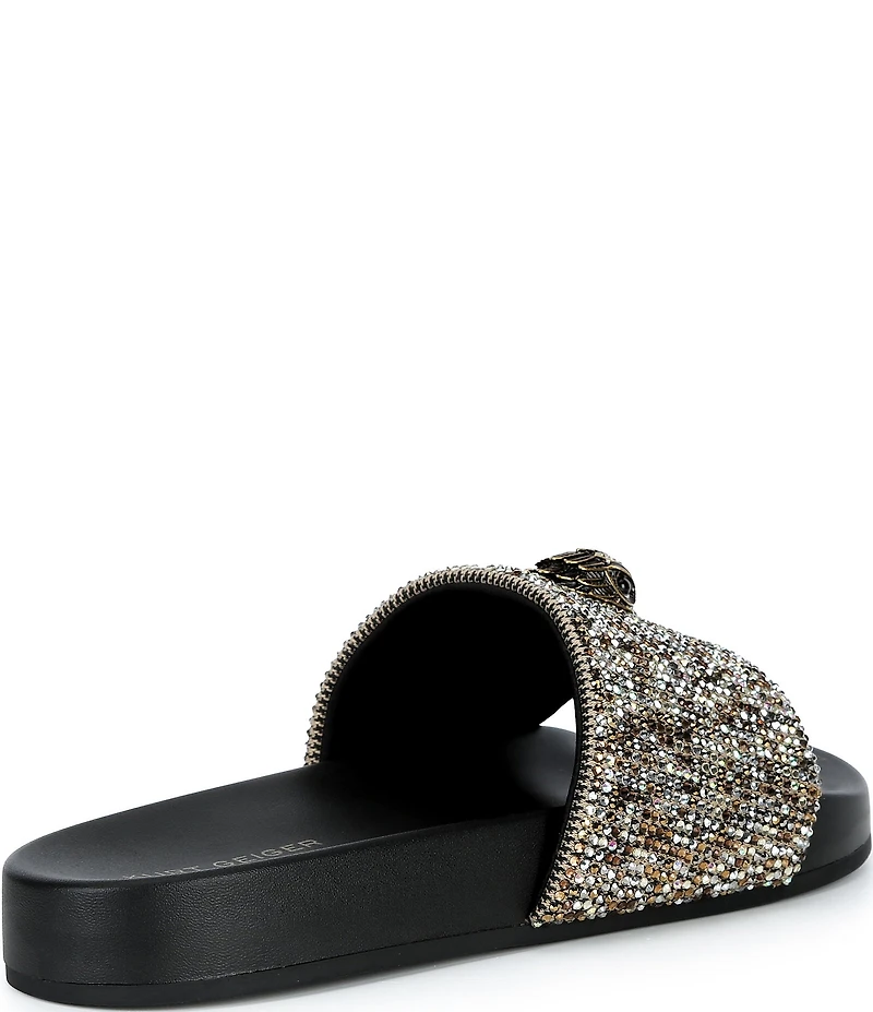 Kurt Geiger London Men's Brockwell Gold Crystal Pool Slide Sandals