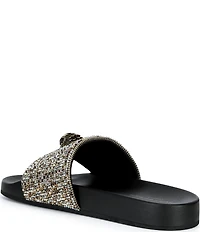 Kurt Geiger London Men's Brockwell Gold Crystal Pool Slide Sandals