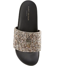 Kurt Geiger London Men's Brockwell Gold Crystal Pool Slide Sandals