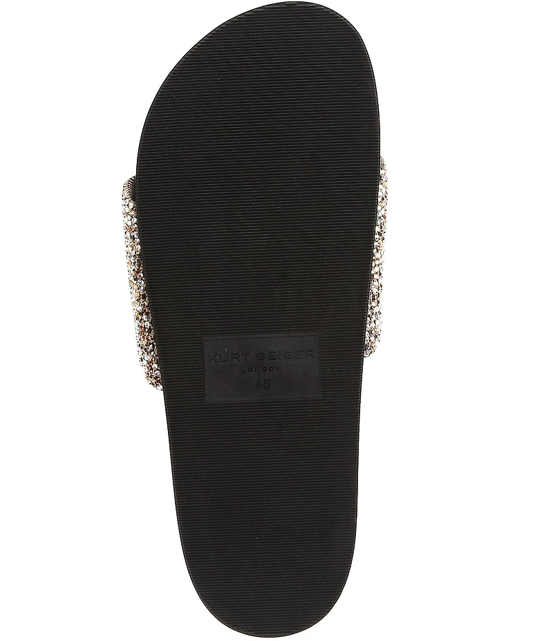 Kurt Geiger London Men's Brockwell Gold Crystal Pool Slide Sandals