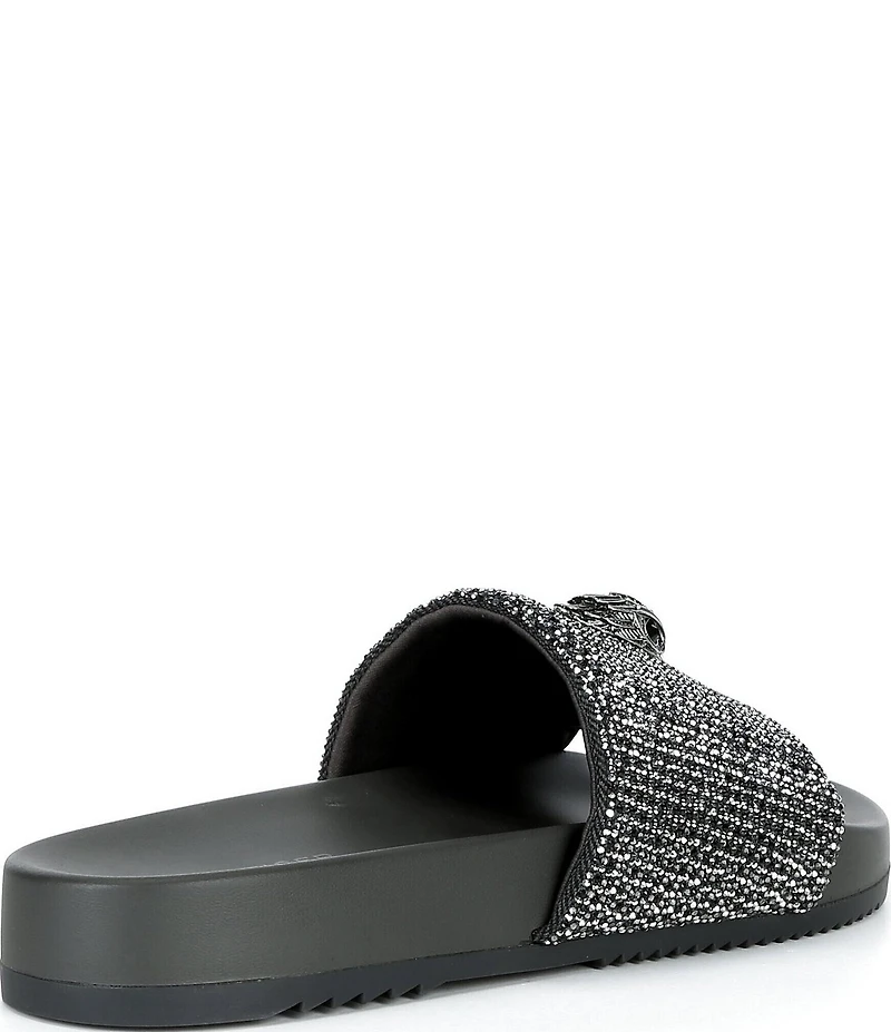Kurt Geiger London Men's Brockwell Silver Crystal Pool Slide Sandals
