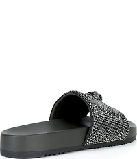 Kurt Geiger London Men's Brockwell Silver Crystal Pool Slide Sandals