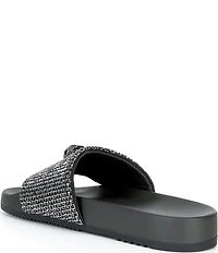 Kurt Geiger London Men's Brockwell Silver Crystal Pool Slide Sandals