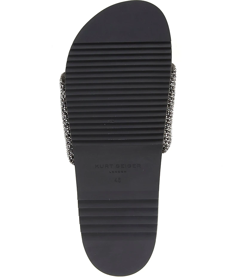 Kurt Geiger London Men's Brockwell Silver Crystal Pool Slide Sandals