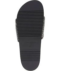 Kurt Geiger London Men's Brockwell Silver Crystal Pool Slide Sandals
