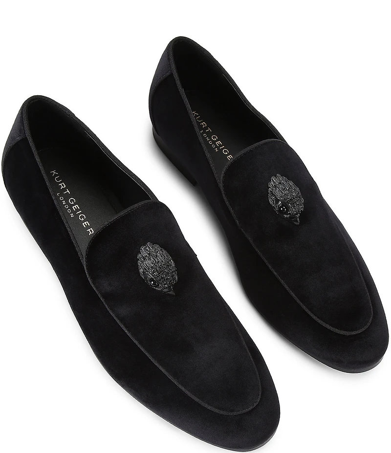 Kurt Geiger London Men's Hugh Velvet Logo Ornament Loafers
