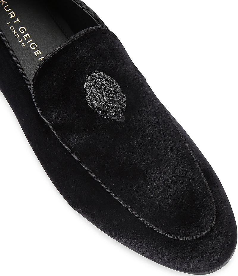 Kurt Geiger London Men's Hugh Velvet Logo Ornament Loafers