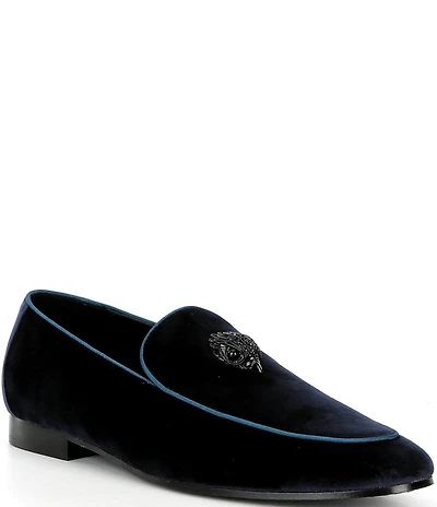 Kurt Geiger London Men's Hugh Velvet Logo Ornament Loafers