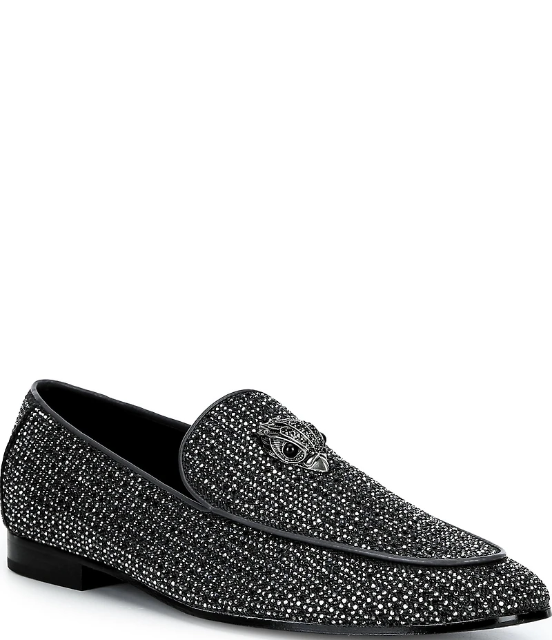 Kurt Geiger London Men's Hugh Crystal Embellished Logo Ornament Loafers