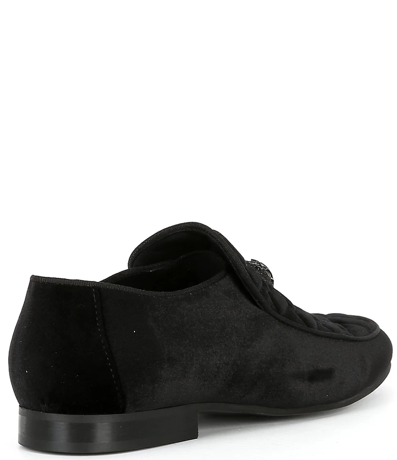 Kurt Geiger London Men's Hugh Quilted Velvet Drenched Logo Ornament Slip On Loafers