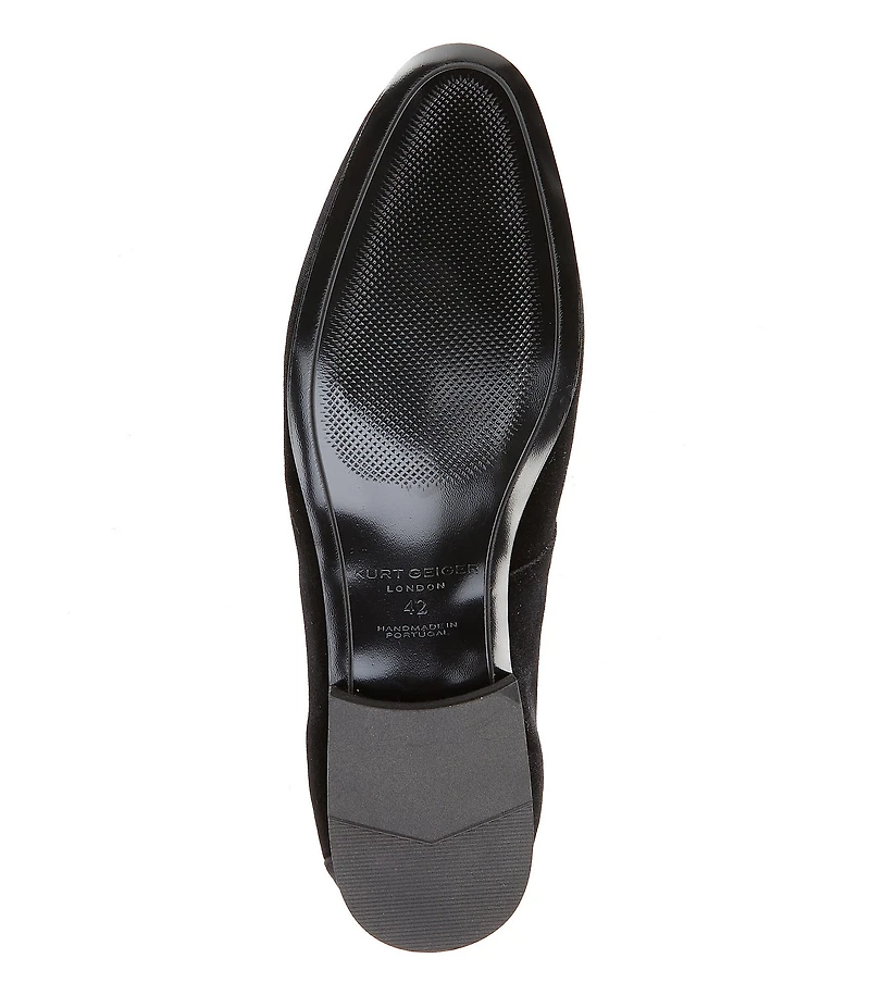 Kurt Geiger London Men's Hugh Quilted Velvet Drenched Logo Ornament Slip On Loafers