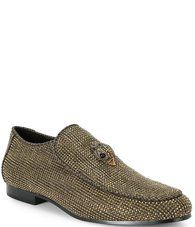 Kurt Geiger London Men's Hugh Crystal Embellished Logo Ornament Slip On Loafers