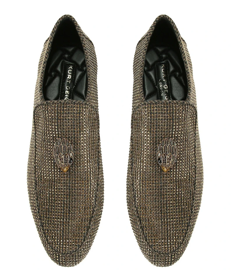 Kurt Geiger London Men's Hugh Crystal Embellished Logo Ornament Slip On Loafers