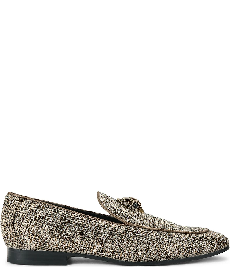 Kurt Geiger London Men's Hugh Houndstooth Crystal Embellished Logo Ornament Loafers