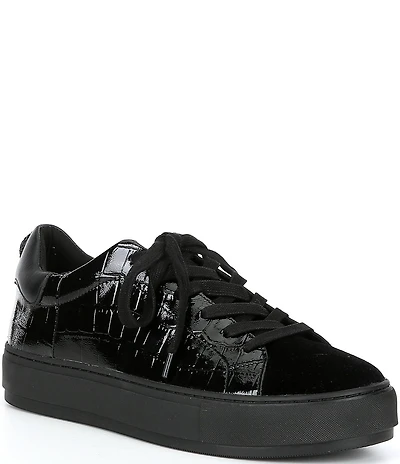 Kurt Geiger London Men's Laney Crocodile Embossed Leather Lace Up Sneakers