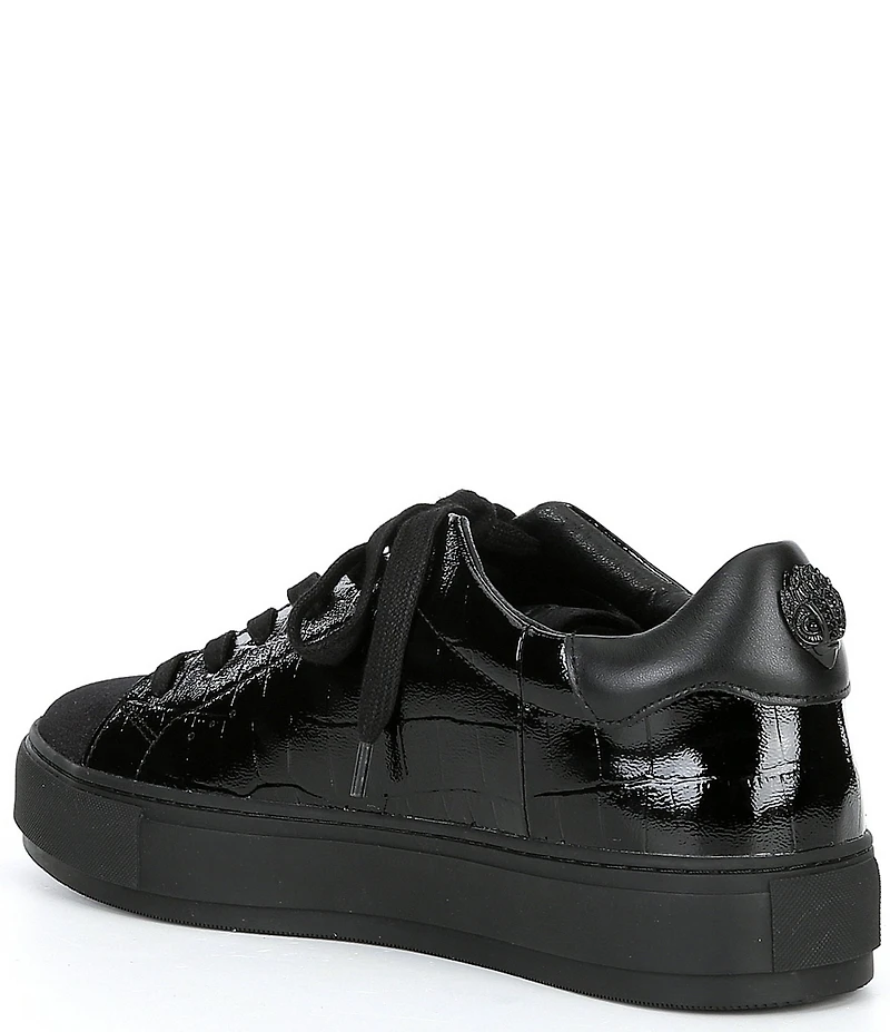 Kurt Geiger London Men's Laney Crocodile Embossed Leather Lace Up Sneakers