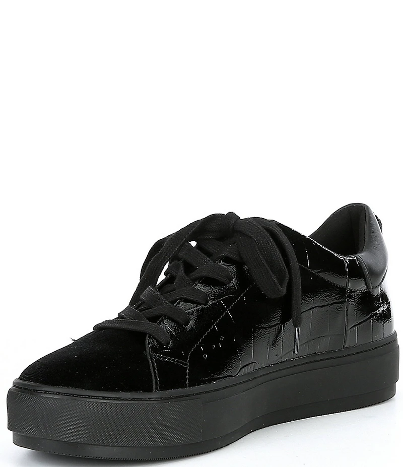 Kurt Geiger London Men's Laney Crocodile Embossed Leather Lace Up Sneakers