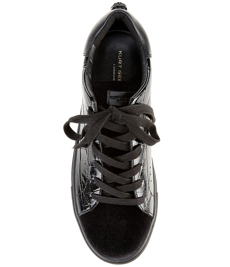 Kurt Geiger London Men's Laney Crocodile Embossed Leather Lace Up Sneakers
