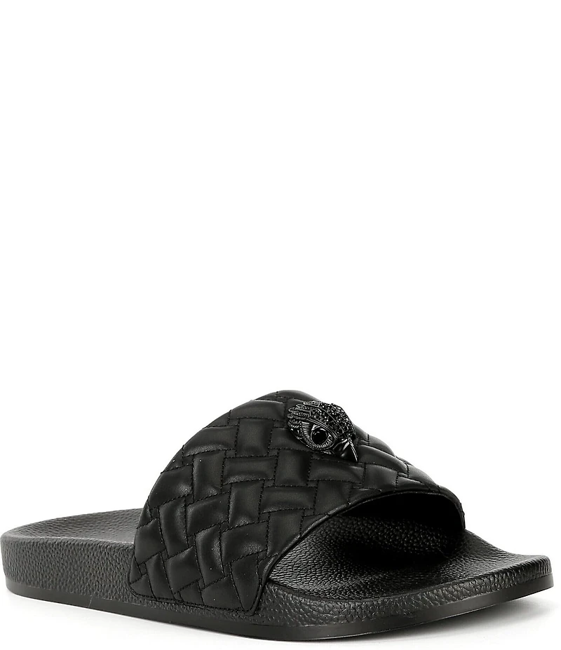 Kurt Geiger London Men's Meena Quilted Drenched Logo Ornament Pool Slide Sandals