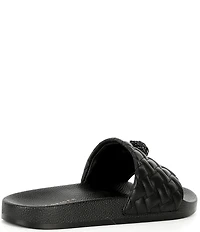 Kurt Geiger London Men's Meena Quilted Drenched Logo Ornament Pool Slide Sandals