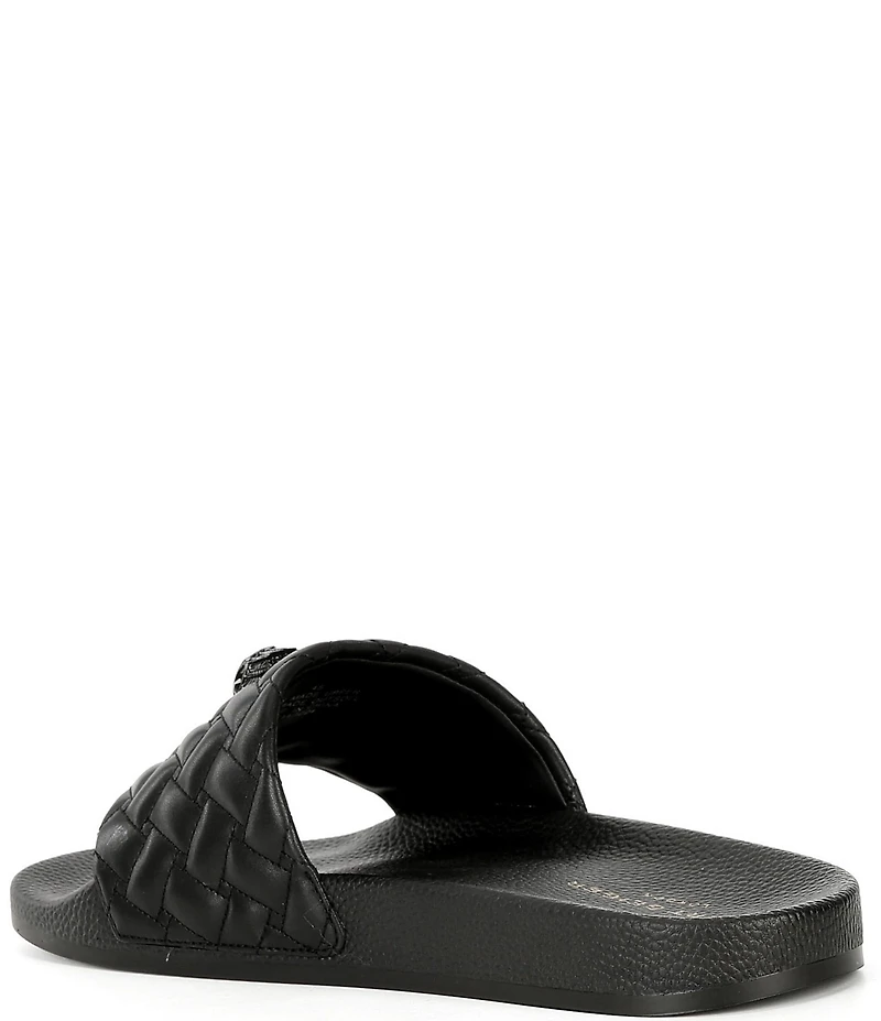 Kurt Geiger London Men's Meena Quilted Drenched Logo Ornament Pool Slide Sandals