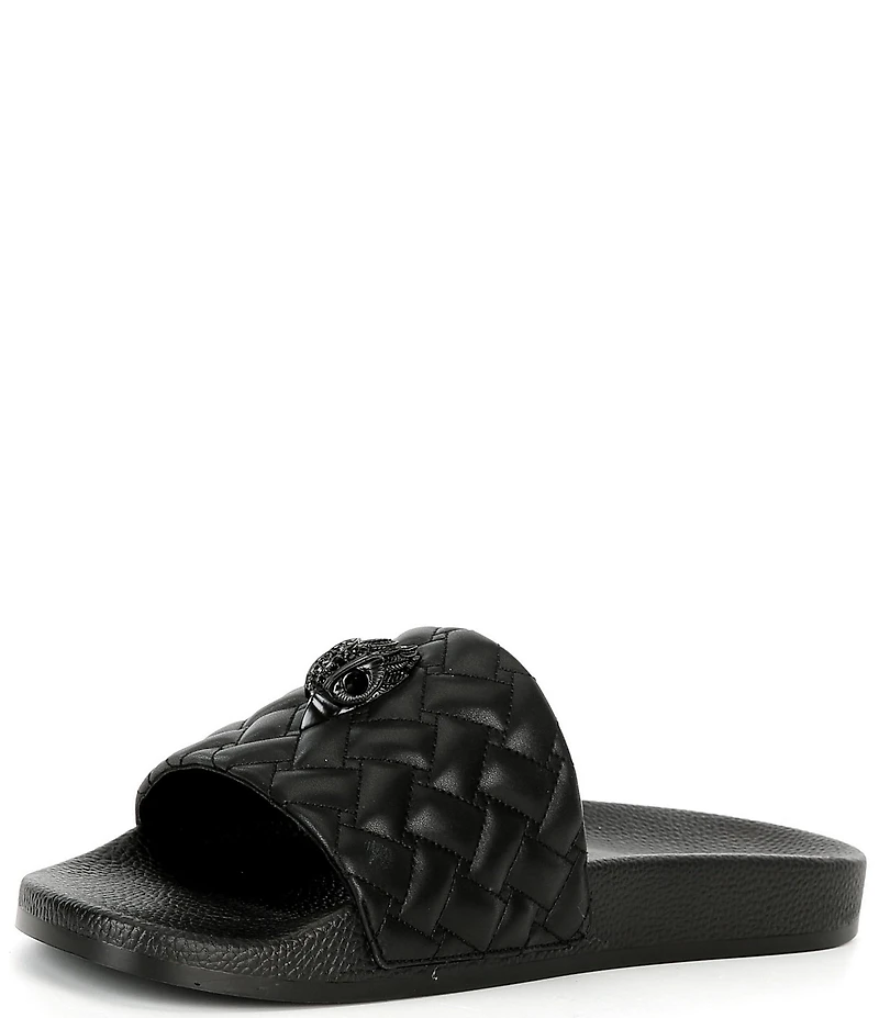 Kurt Geiger London Men's Meena Quilted Drenched Logo Ornament Pool Slide Sandals