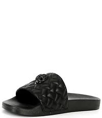 Kurt Geiger London Men's Meena Quilted Drenched Logo Ornament Pool Slide Sandals