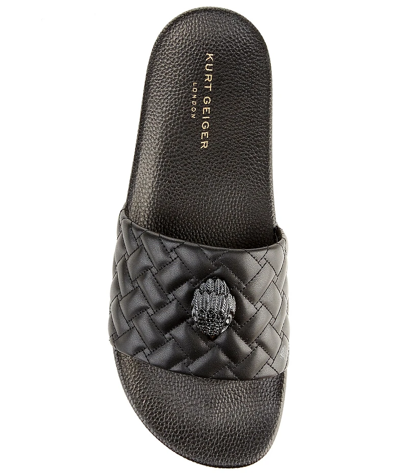 Kurt Geiger London Men's Meena Quilted Drenched Logo Ornament Pool Slide Sandals
