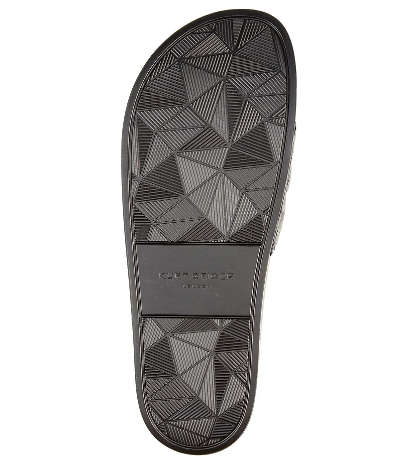 Kurt Geiger London Men's Meena Quilted Drenched Logo Ornament Pool Slide Sandals