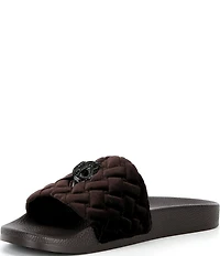 Kurt Geiger London Men's Meena Quilted Logo Ornament Pool Slide Sandals