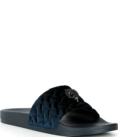 Kurt Geiger London Men's Meena Quilted Logo Ornament Pool Slide Sandals