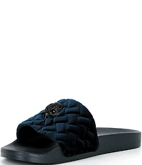 Kurt Geiger London Men's Meena Quilted Logo Ornament Pool Slide Sandals