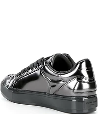 Kurt Geiger London Men's Southbank Tag Patent Leather Logo Ornament Lace Up Sneakers