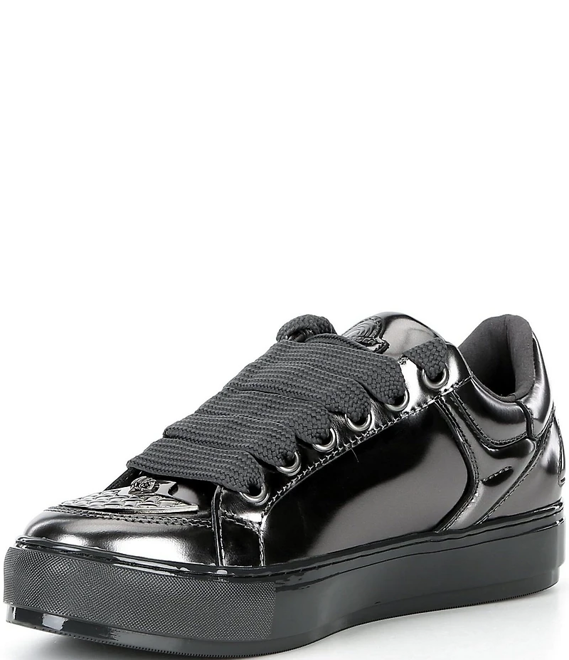 Kurt Geiger London Men's Southbank Tag Patent Leather Logo Ornament Lace Up Sneakers