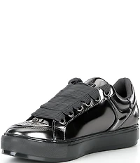 Kurt Geiger London Men's Southbank Tag Patent Leather Logo Ornament Lace Up Sneakers